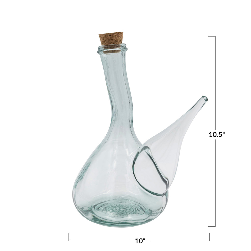 Recycled Glass Cruet w/Cork Stopper