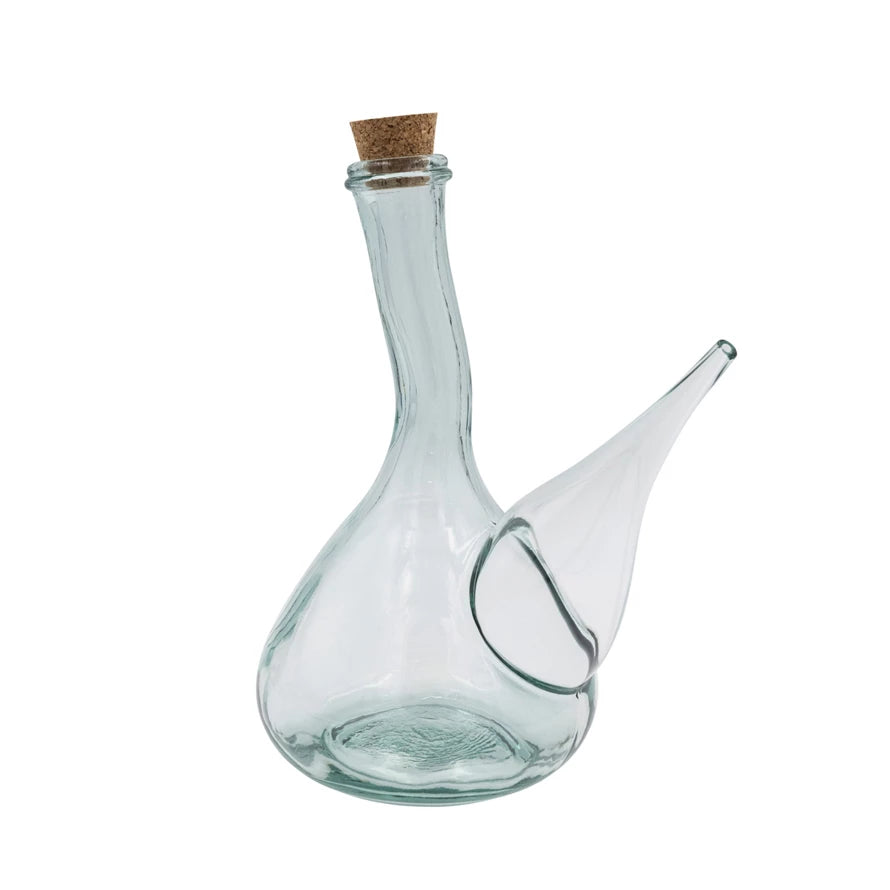 Recycled Glass Cruet w/Cork Stopper