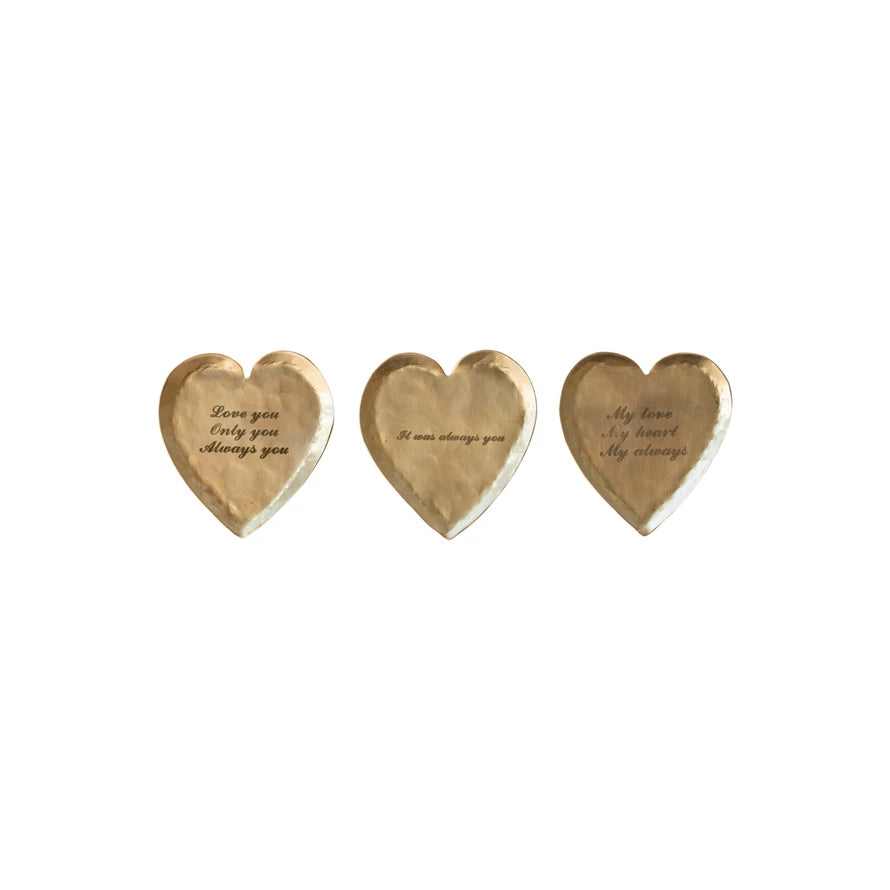 Brass Heart Shaped Dish w/Laser Etched Saying
