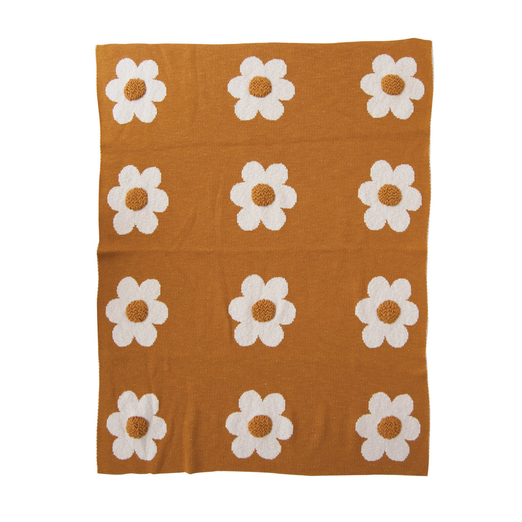 Cotton Knit Baby Blanket | Flowers & Tufting