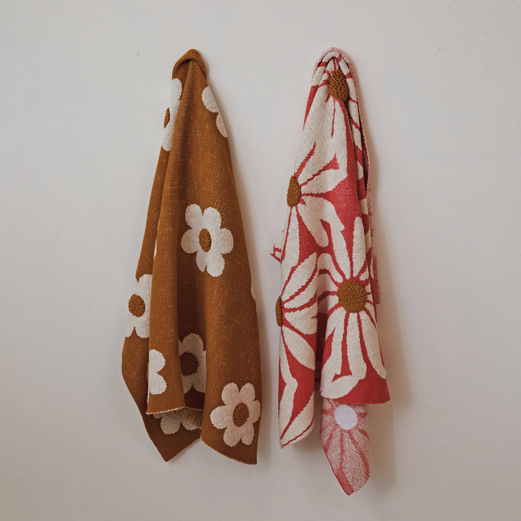 Cotton Knit Baby Blanket | Flowers & Tufting