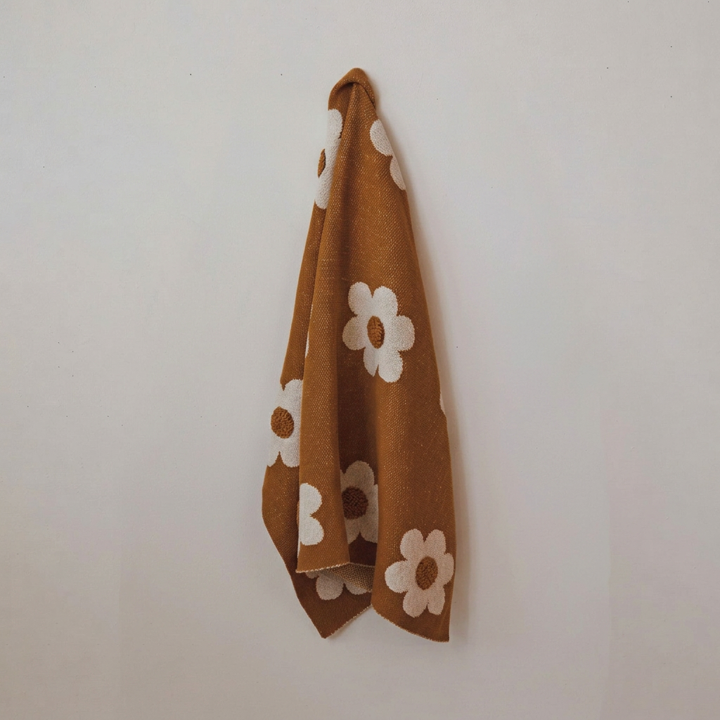 Cotton Knit Baby Blanket | Flowers & Tufting
