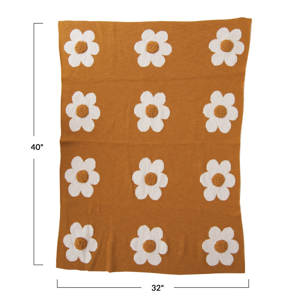 Cotton Knit Baby Blanket | Flowers & Tufting