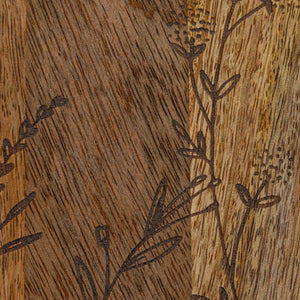 Wood Cheese/Cutting Board w/Botanicals & Handle