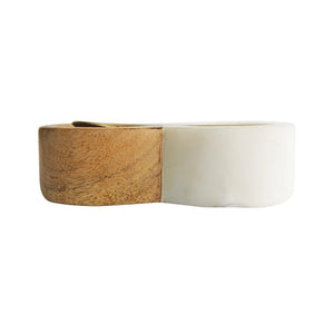 Wood & Marble Pinch Pot w/Brass Spoon