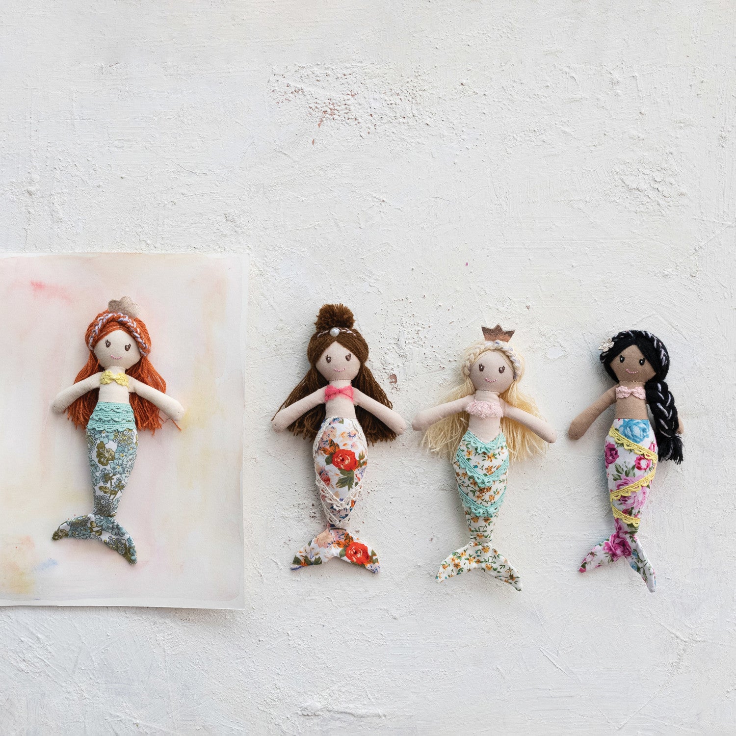 Mermaid Doll w/Floral Pattern Tail