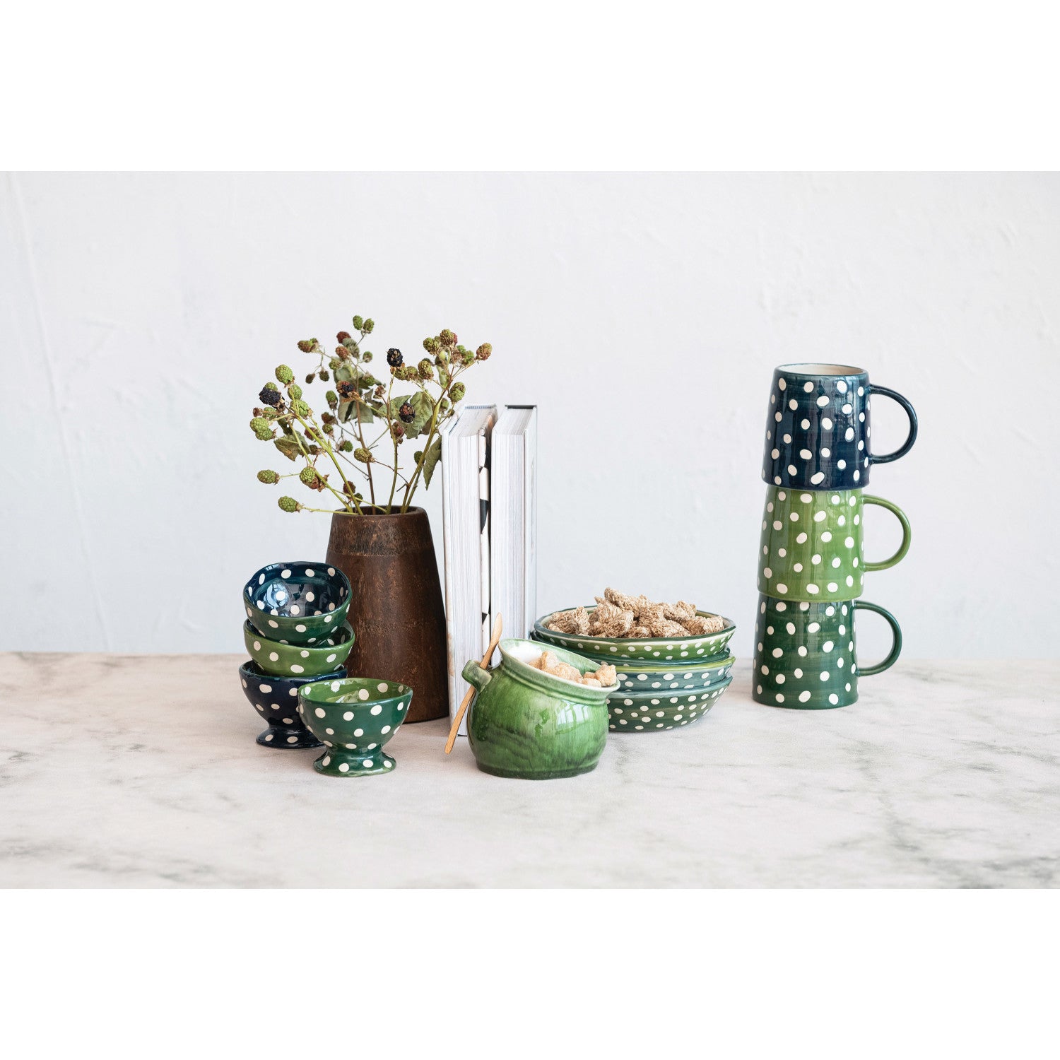 Stoneware Jar w/Spoon Set | Green