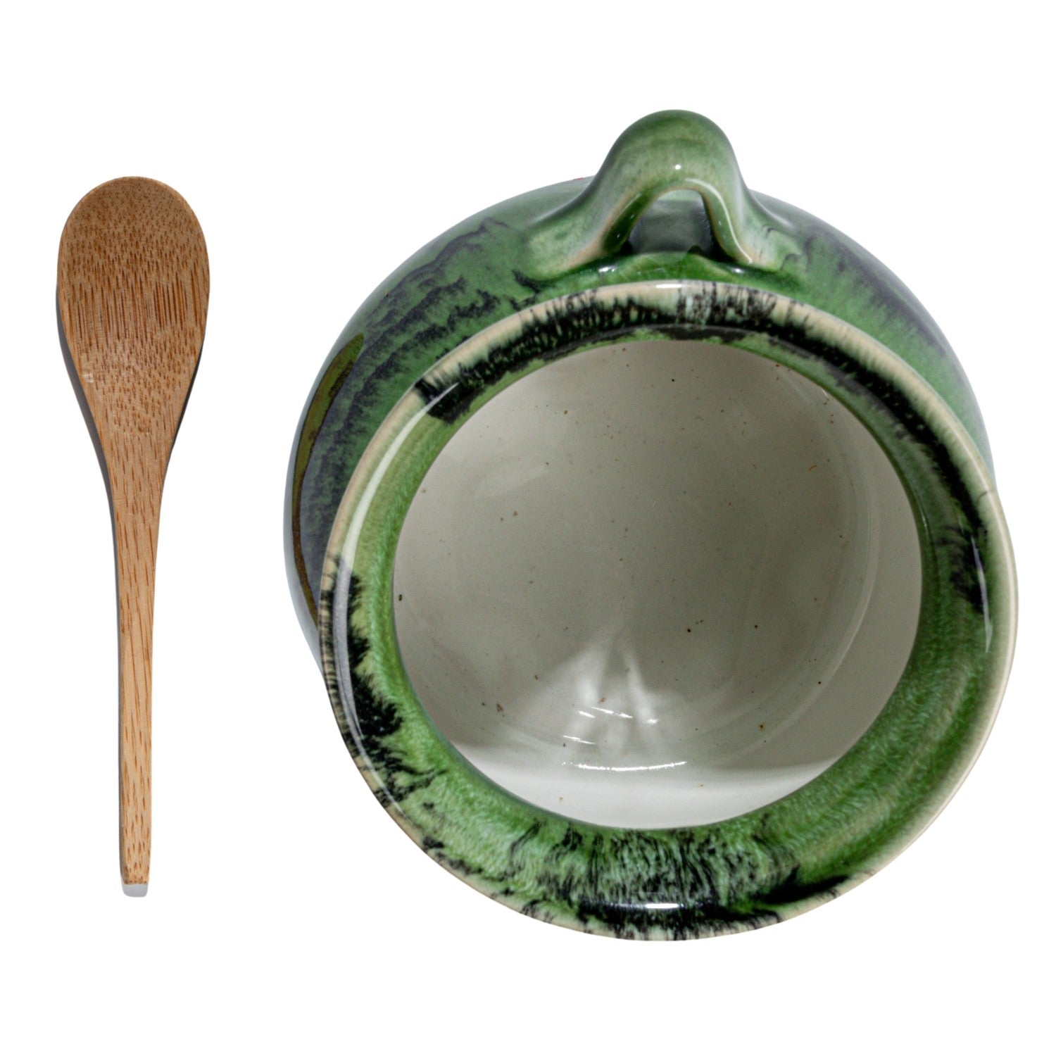 Stoneware Jar w/Spoon Set | Green