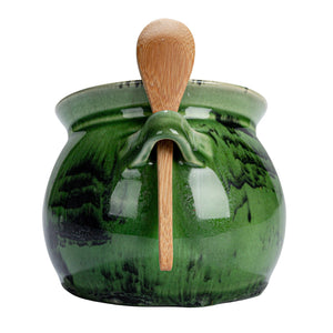 Stoneware Jar w/Spoon Set | Green