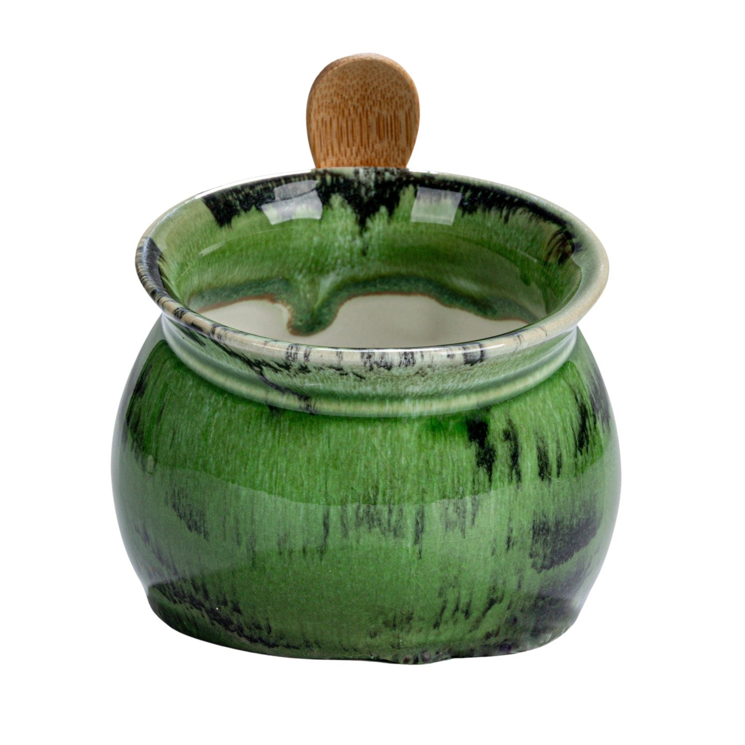 Stoneware Jar w/Spoon Set | Green