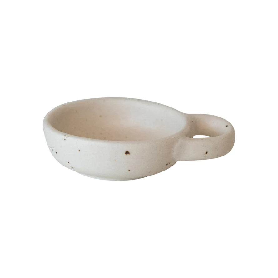 Mini Stoneware Dish w/Handle | Speckled Cream