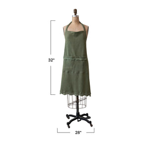 Waffle Weave Apron w/Pockets | Olive Green