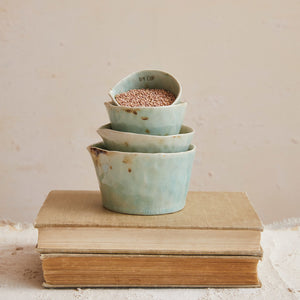 S/4 Stoneware Measuring Cups |  Aqua