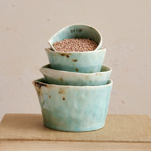 S/4 Stoneware Measuring Cups |  Aqua