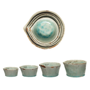 S/4 Stoneware Measuring Cups |  Aqua