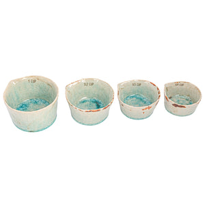 S/4 Stoneware Measuring Cups |  Aqua