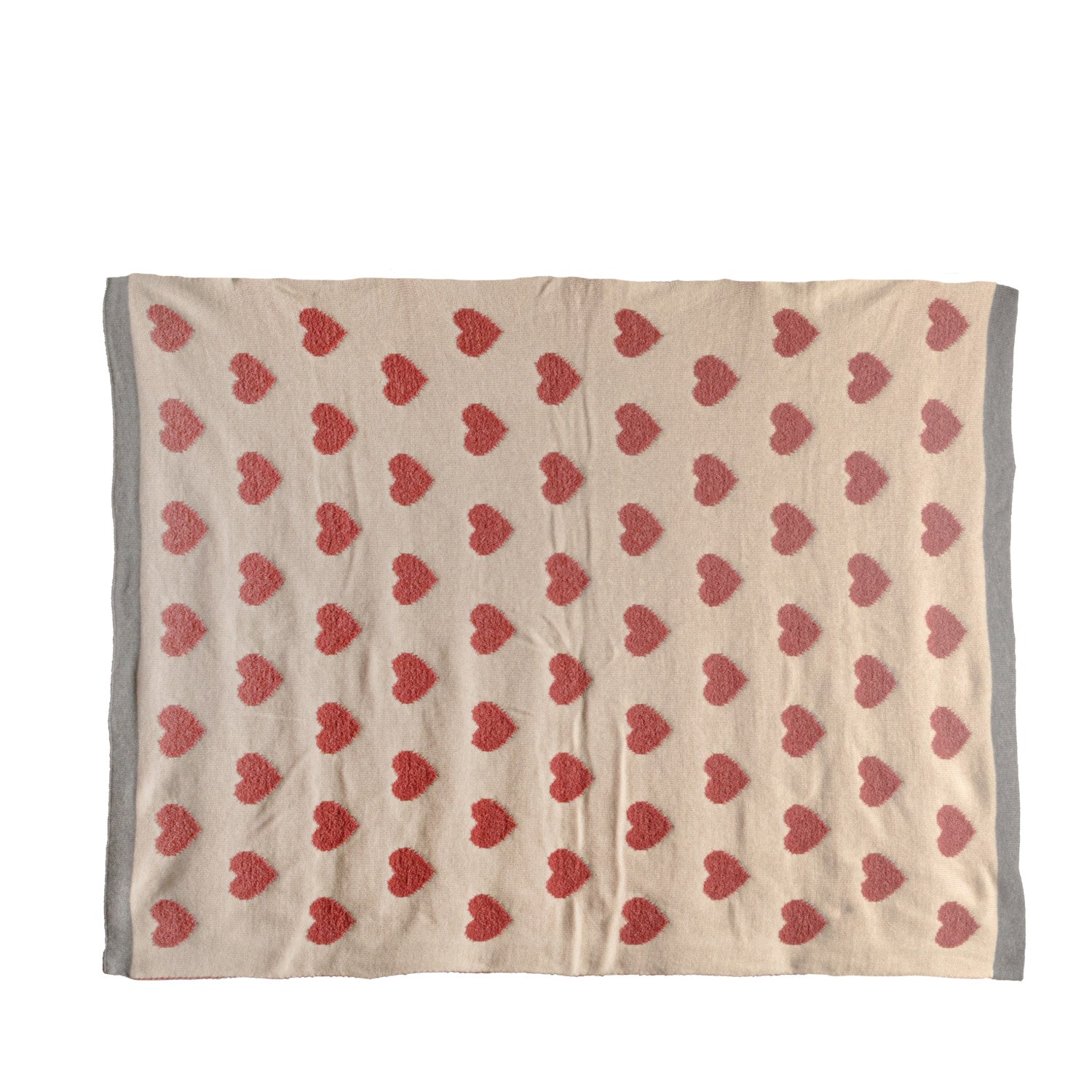 Cotton Knit Chenille Baby Blanket w/Hearts