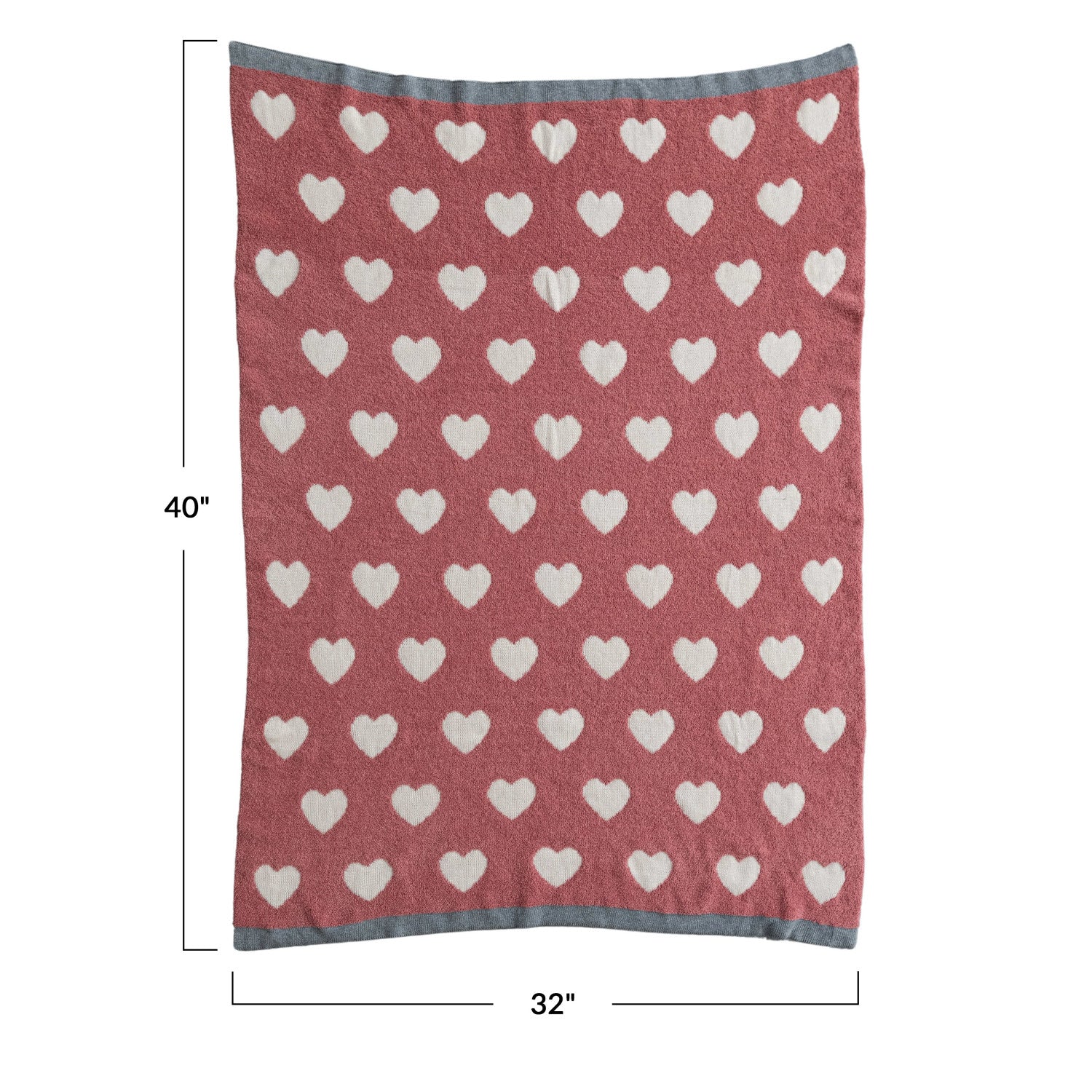 Cotton Knit Chenille Baby Blanket w/Hearts