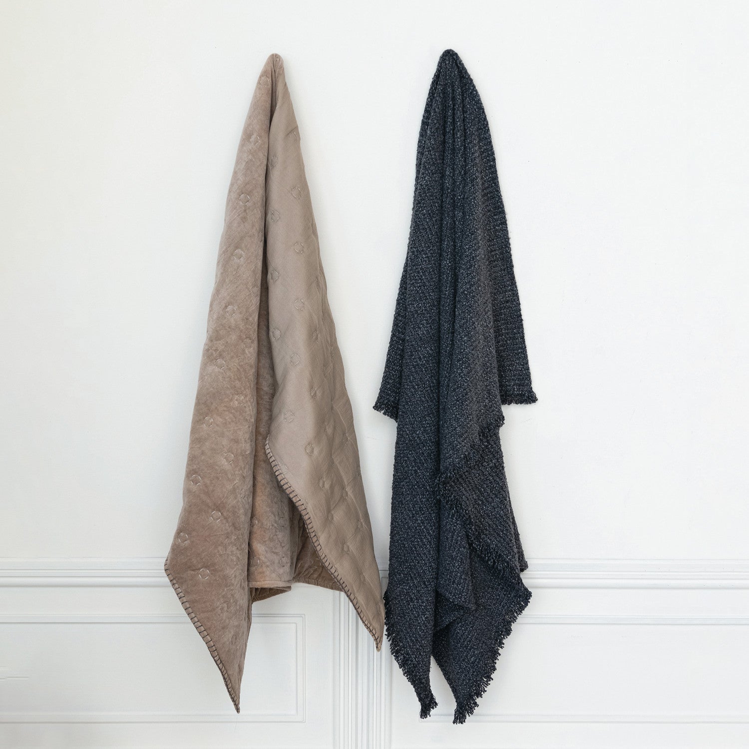 Stonewashed  Charcoal Bouclé Throw w/Fringe