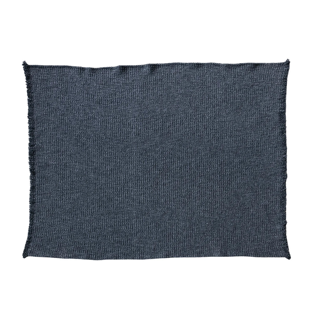 Stonewashed  Charcoal Bouclé Throw w/Fringe
