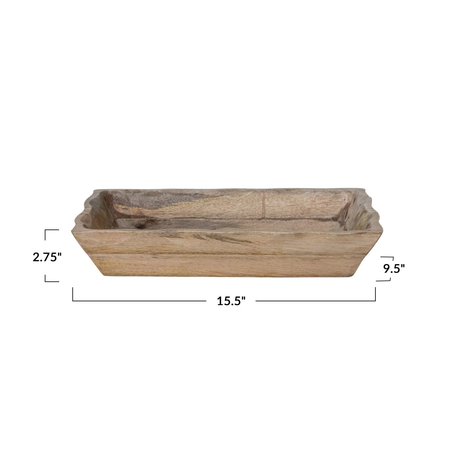 Wood Tray w/Scalloped Edges