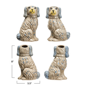 Hand-Painted Stoneware  Dog Vase