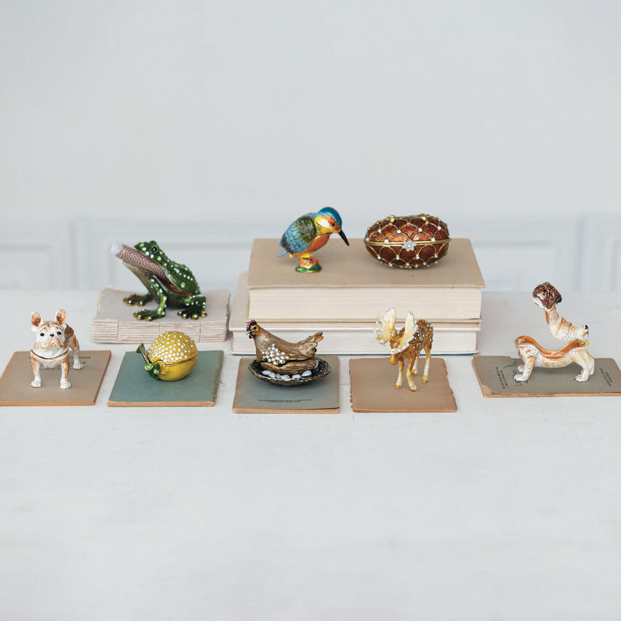 Enameled Metal Moose Trinket Box