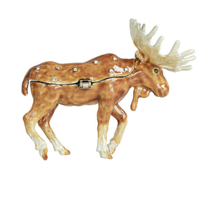 Enameled Metal Moose Trinket Box