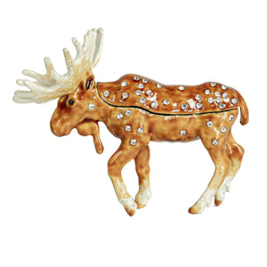 Enameled Metal Moose Trinket Box