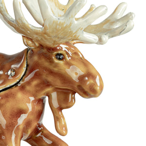 Enameled Metal Moose Trinket Box