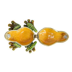 Enameled Metal Frog Trinket Box