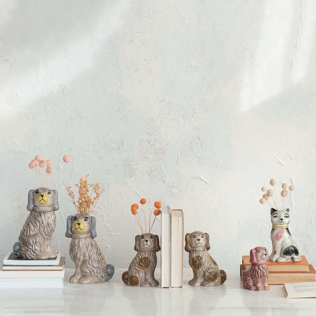 Hand-Painted Stoneware Staffordshire Cat Vase