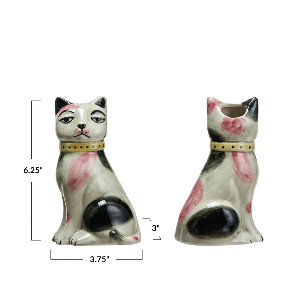 Hand-Painted Stoneware Staffordshire Cat Vase