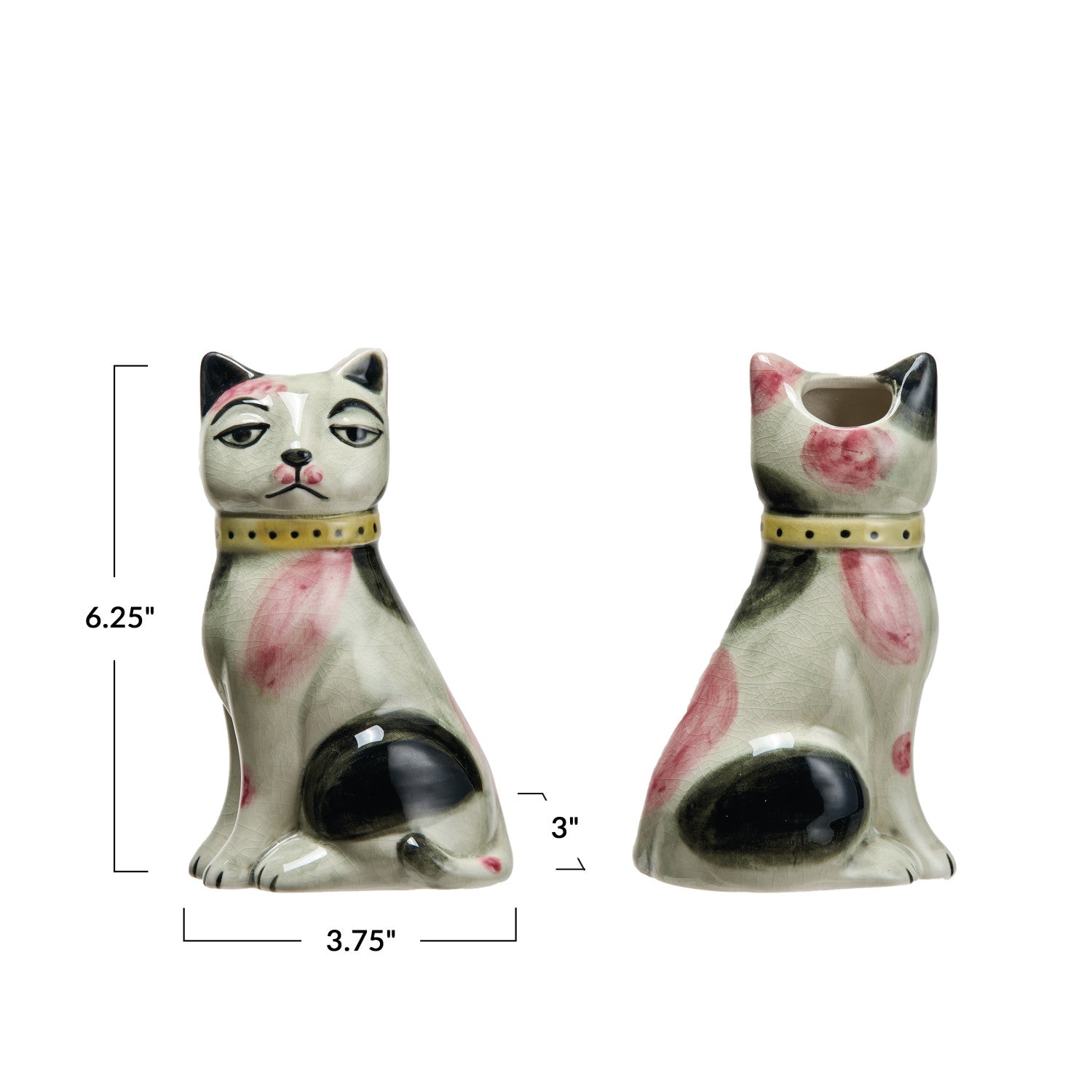 Hand-Painted Stoneware Staffordshire Cat Vase