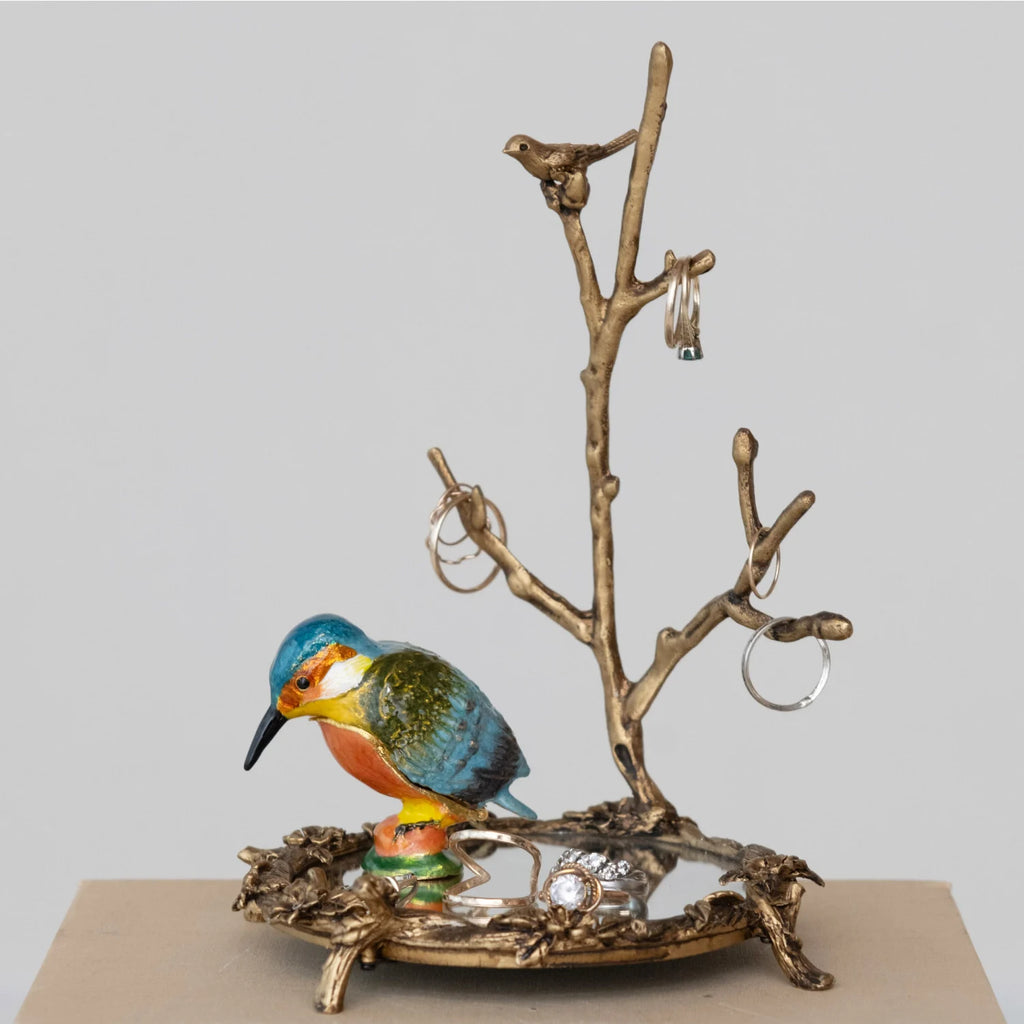 Bird on Branch Pewter Jewelry Holder