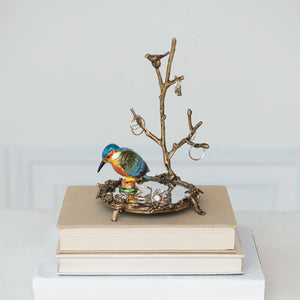 Bird on Branch Pewter Jewelry Holder