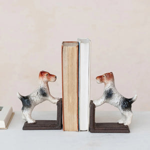S/2 Cast Iron Jack Russell Terrier Bookends