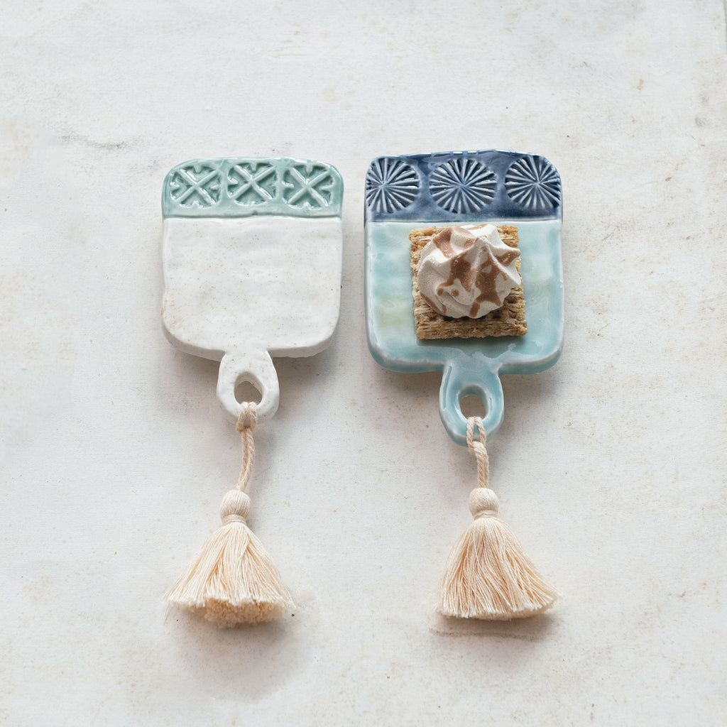Stoneware Mini Tapas Board w/Tassel