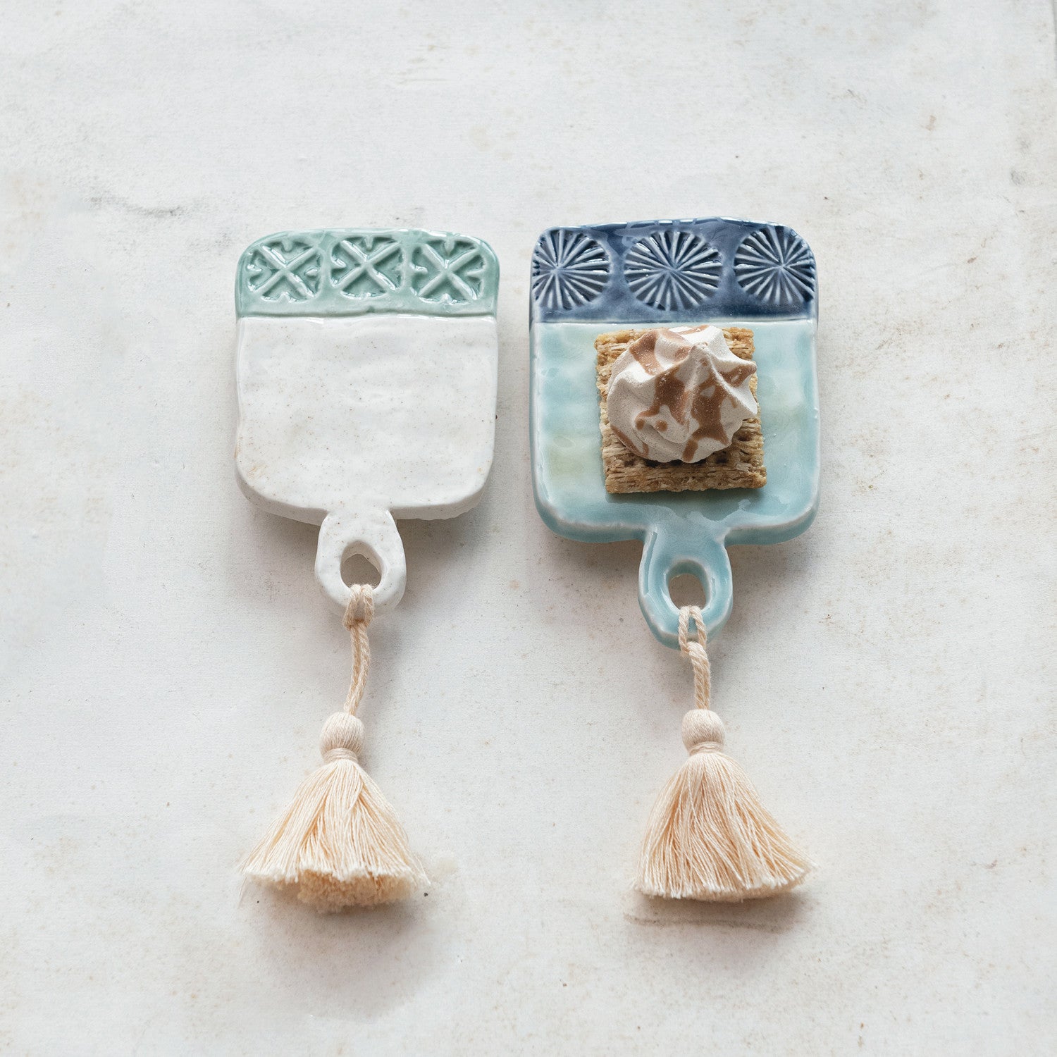 Stoneware Mini Tapas Board w/Tassel