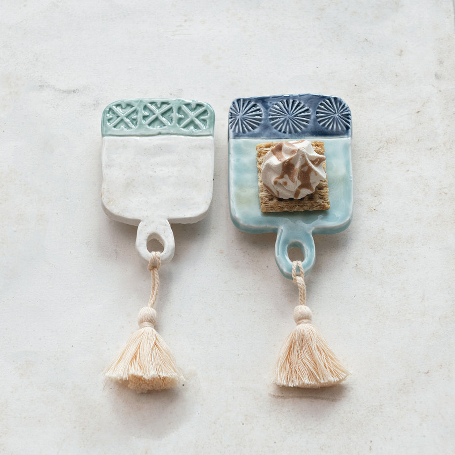 Stoneware Mini Tapas Board w/Tassel