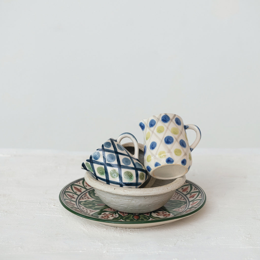 Hand-Painted Stoneware Creamer w/Pattern