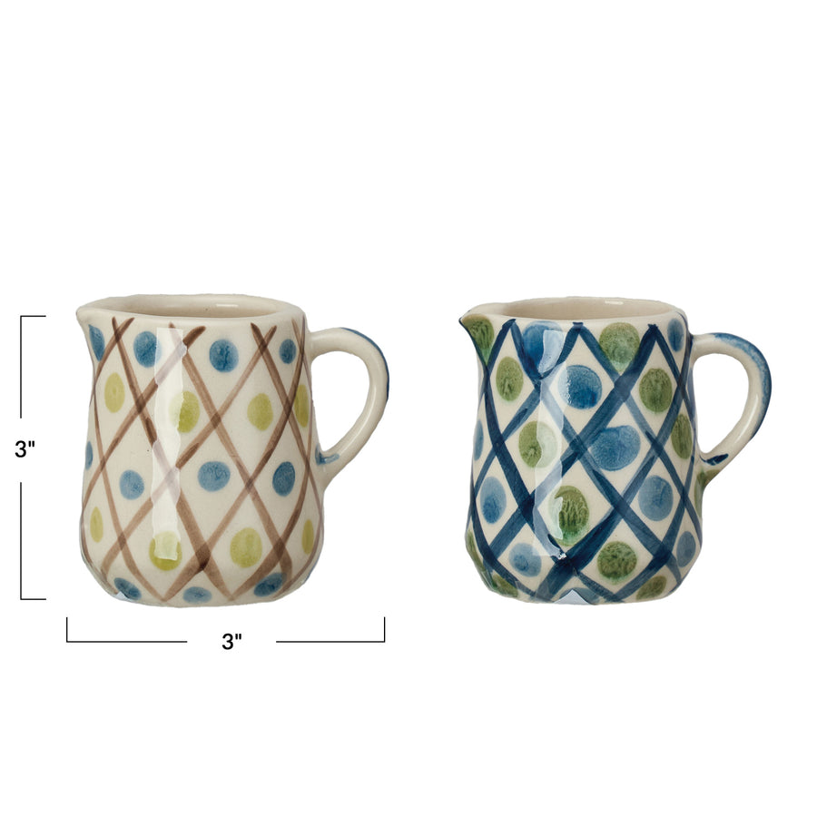 Hand-Painted Stoneware Creamer w/Pattern