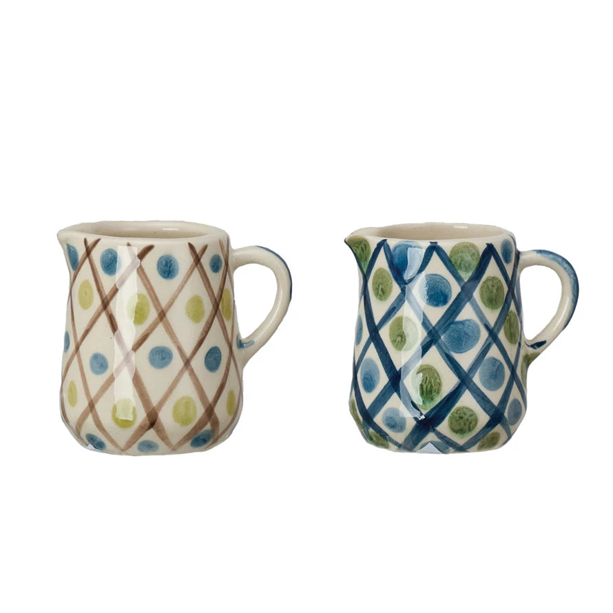 Hand-Painted Stoneware Creamer w/Pattern