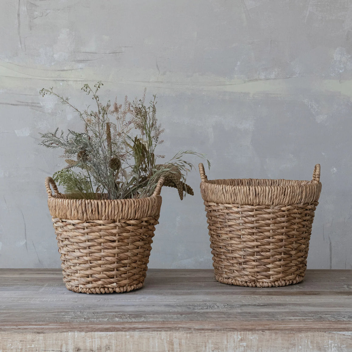 Hand-Woven Water Hyacinth Baskets w/Handles