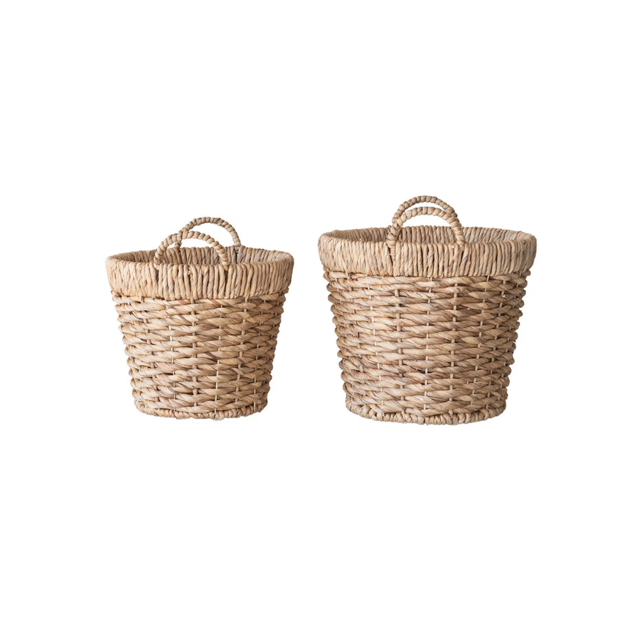 Hand-Woven Water Hyacinth Baskets w/Handles