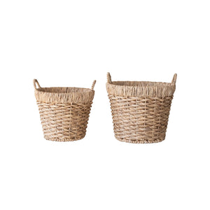 Hand-Woven Water Hyacinth Baskets w/Handles