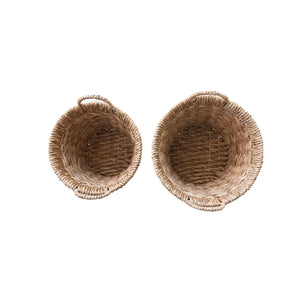Hand-Woven Water Hyacinth Baskets w/Handles