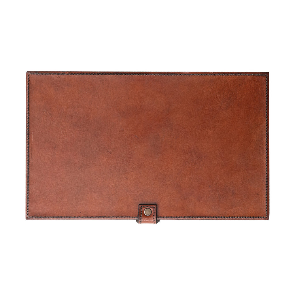 Rectangle Leather Box w/Stitching | Cognac