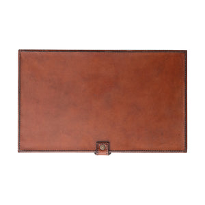 Rectangle Leather Box w/Stitching | Cognac