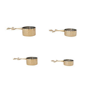 S/4 Measuring Cups w/Leaf & Flowers | Gold Finish